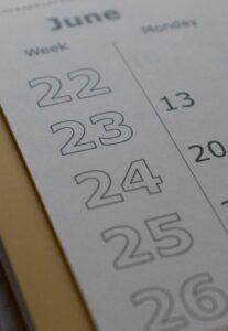 Close up photo of a calendar